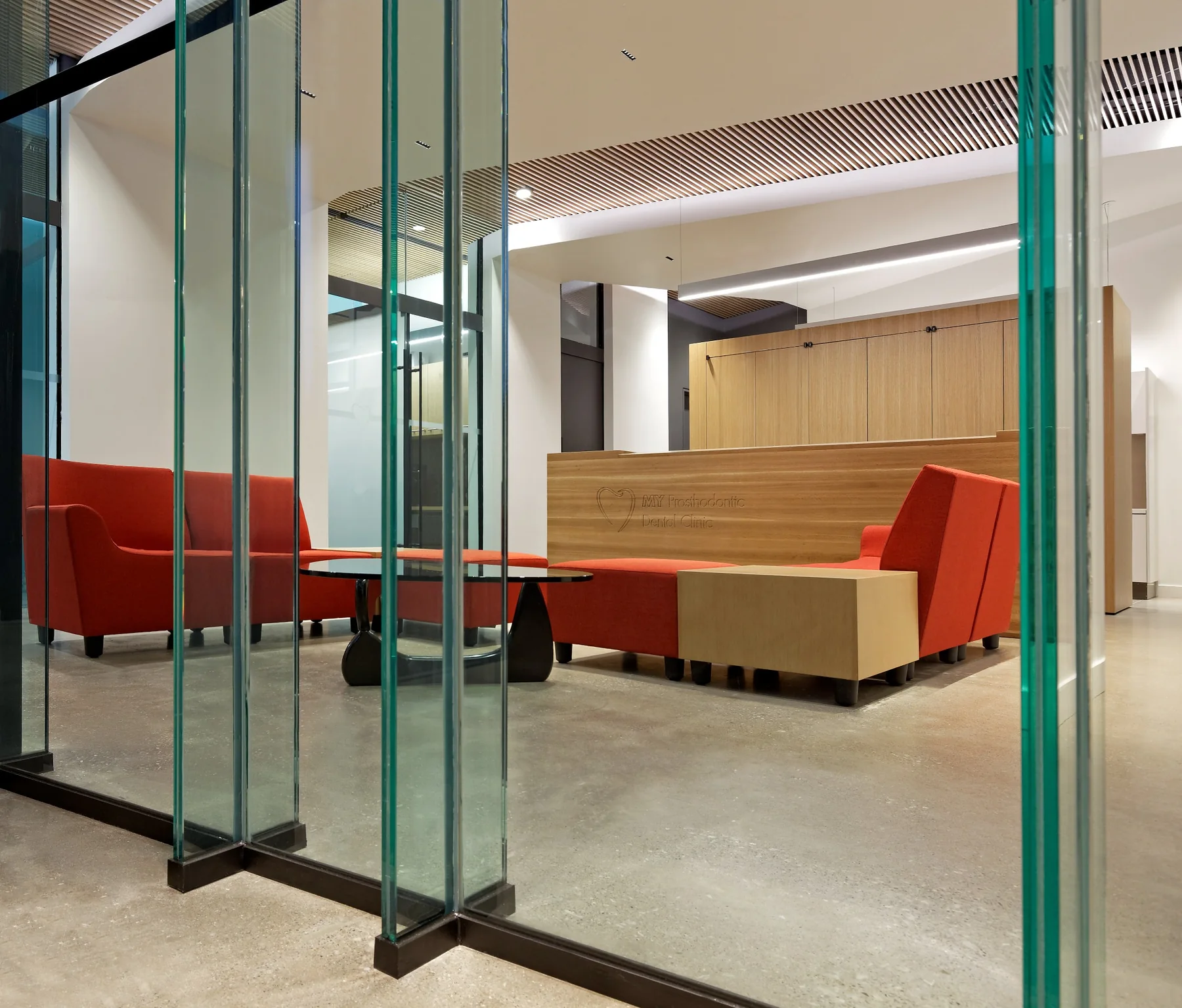 Clinic waiting room and reception area